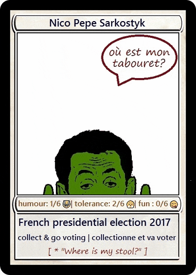 Rare Pepe à l'effigie de Nicolas Sarkozy, créé par Nicolas Sierro.